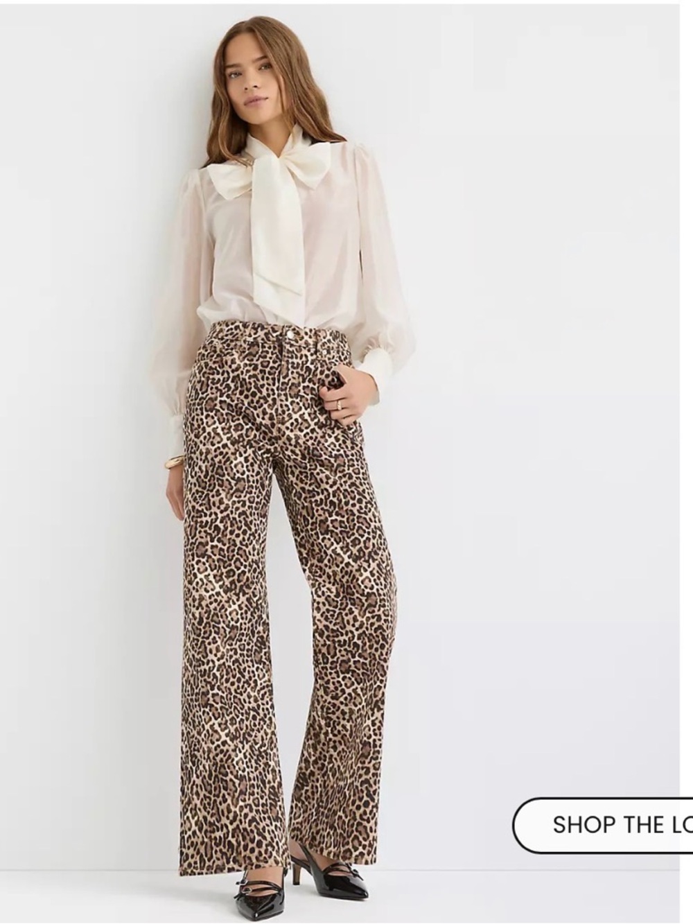 Leopard Print Wide-Leg Women’s Jeans - Brown
